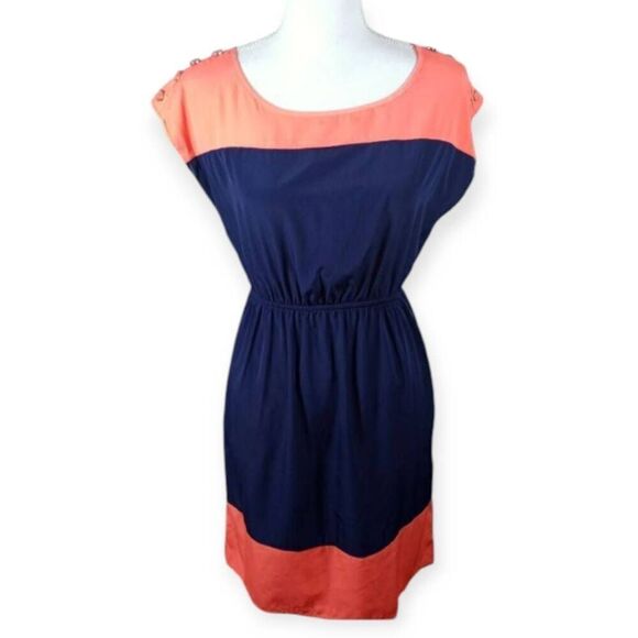 SOPRANO DK BLUE & CORAL DRESS SZ.XS EUC - Picture 1 of 7
